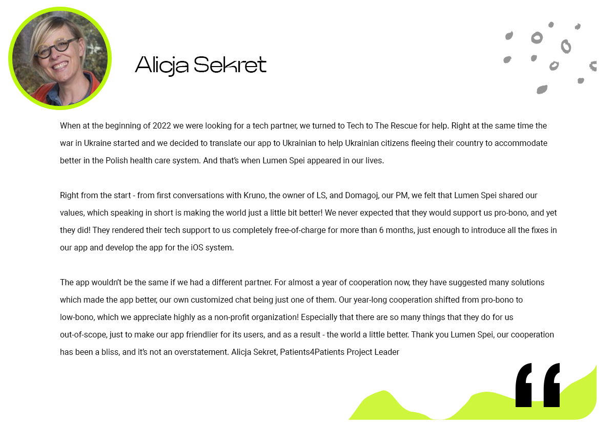 Alicja Sekret project review quote