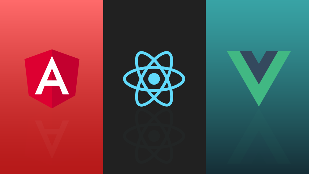 Angular, React & Vue.js logos